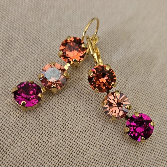 Austrian Crystal Earrings in Gold Plate - Picture 4 of 10
